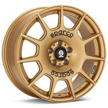 Load image into Gallery viewer, OZ SPARCO TERRA 17 X 7.5 +48 5 X 100 CB63.4 GOLD + BLACK LETTERING