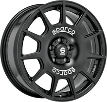 Load image into Gallery viewer, OZ SPARCO TERRA 17 X 7.5 +45 5 X 114.3 CB73.1 MATTE BLACK WHITE LETTERING