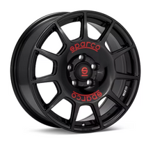 Load image into Gallery viewer, OZ SPARCO TERRA 18 X 8 +45 5 X 114.3 CB73.1 GLOSS BLACK WITH RED LETTERING