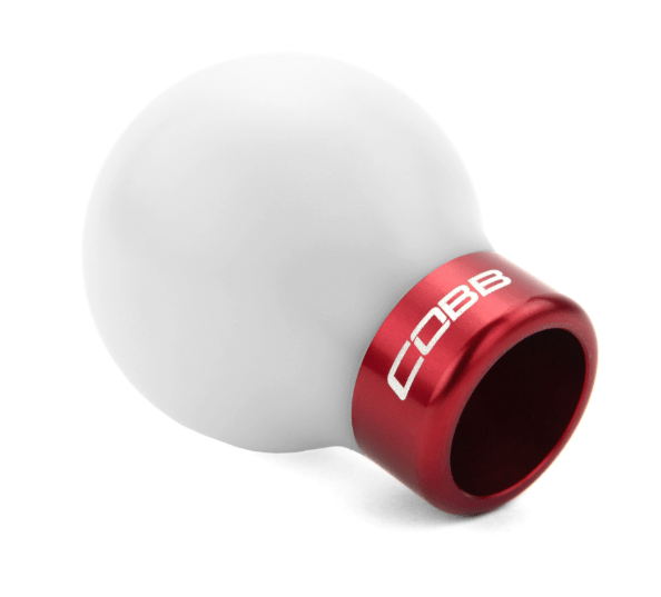 COBB Delrin Shift Knob White w/ Red 6 Speed Subaru Models