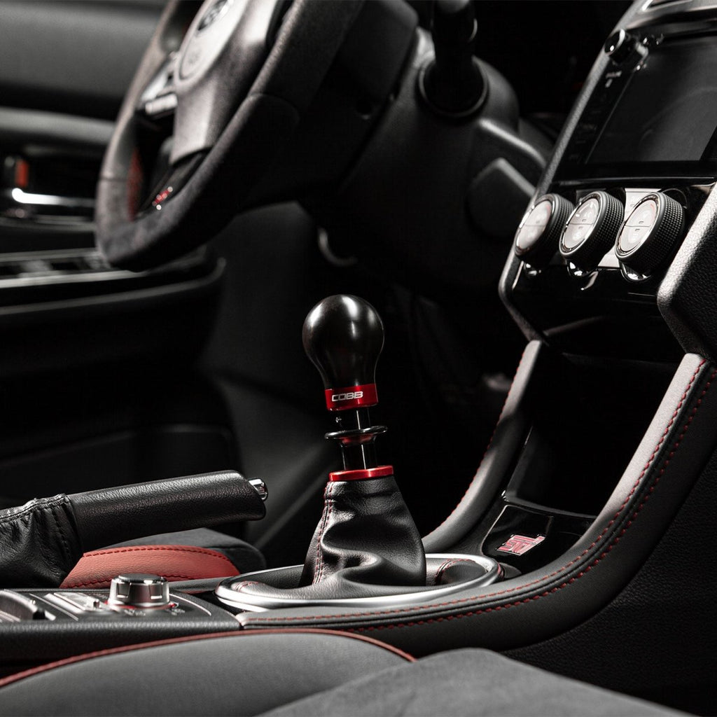 COBB Weighted Round Delrin Shift Knob Black w/ Interchangeable Base 6 Speed Subaru Models