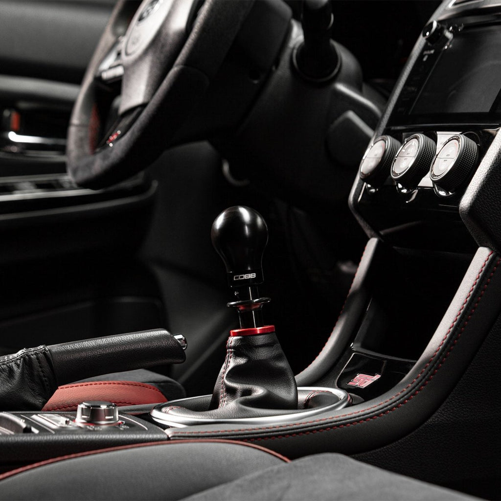 COBB Weighted Round Delrin Shift Knob Black w/ Interchangeable Base 6 Speed Subaru Models