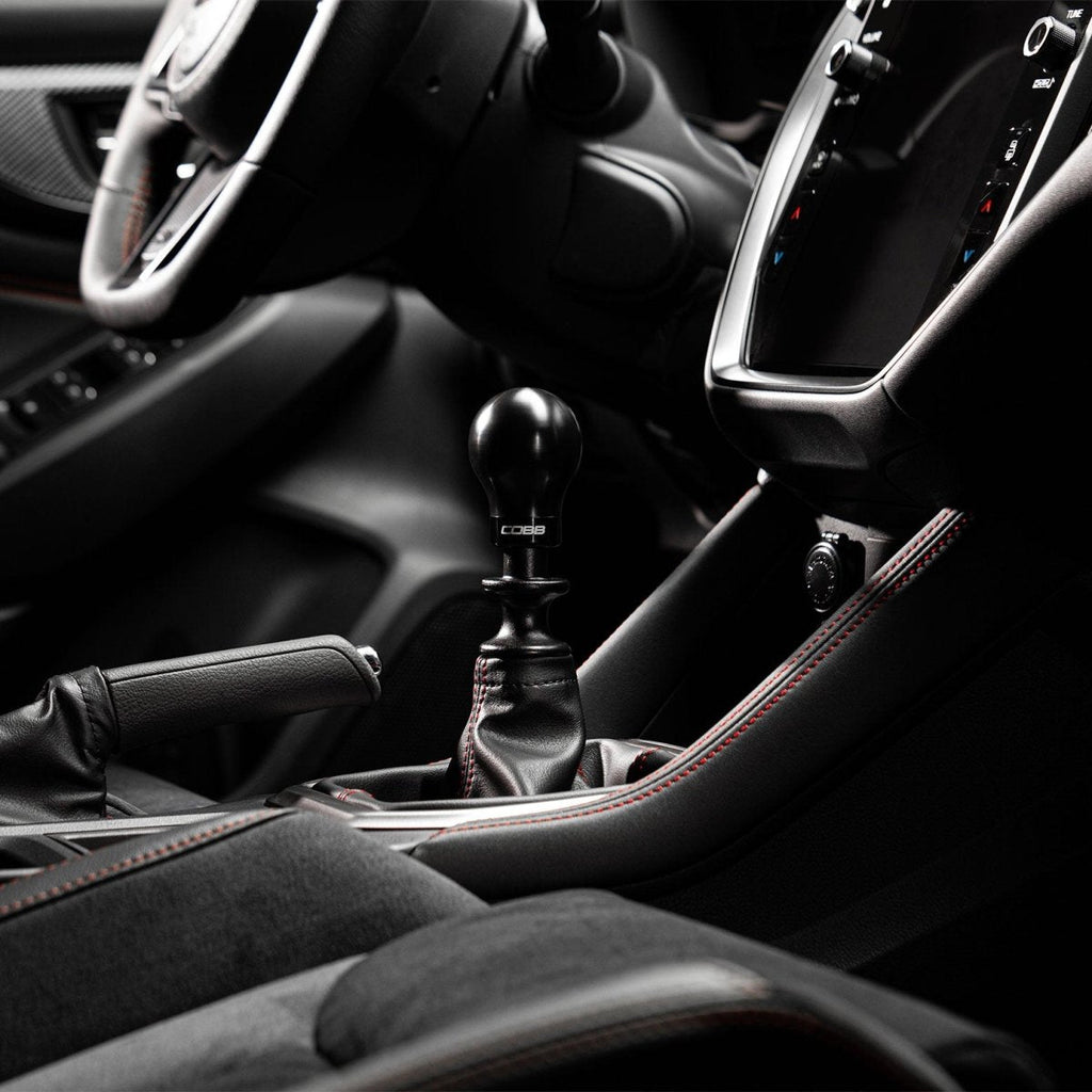 COBB Weighted Round Delrin Shift Knob Black w/ Interchangeable Base 6 Speed Subaru Models
