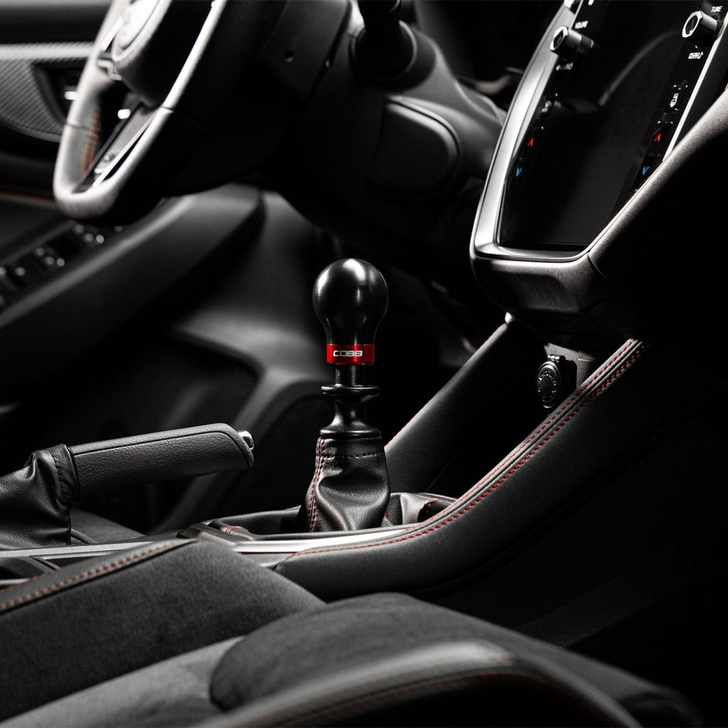 COBB Weighted Round Delrin Shift Knob Black w/ Interchangeable Base 6 Speed Subaru Models