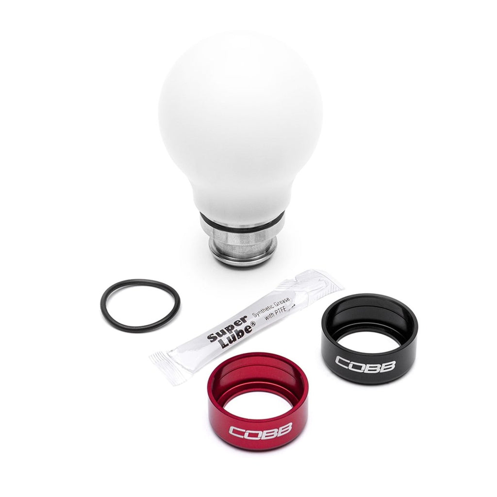 COBB Weighted Round Shift Knob White w/ Interchangeable Base 5 Speed Subaru Models