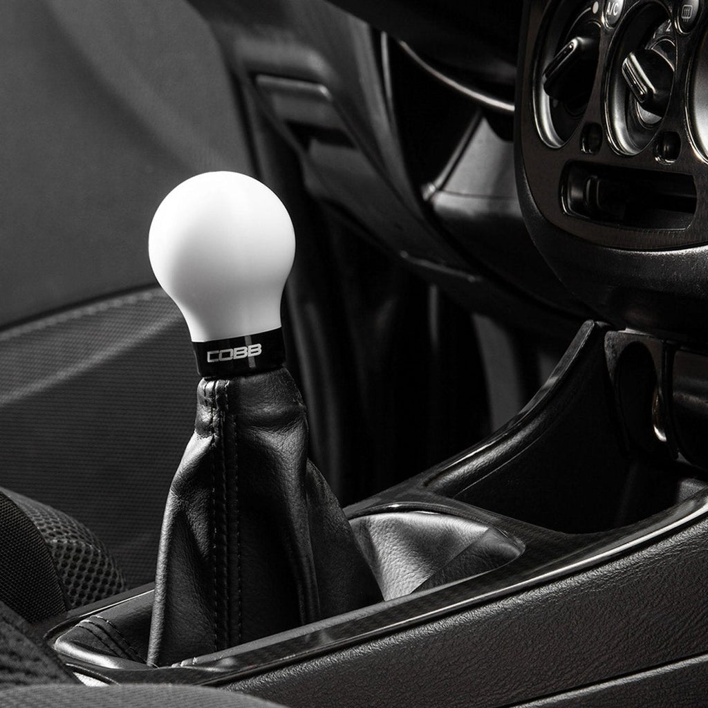 COBB Weighted Round Shift Knob White w/ Interchangeable Base 5 Speed Subaru Models