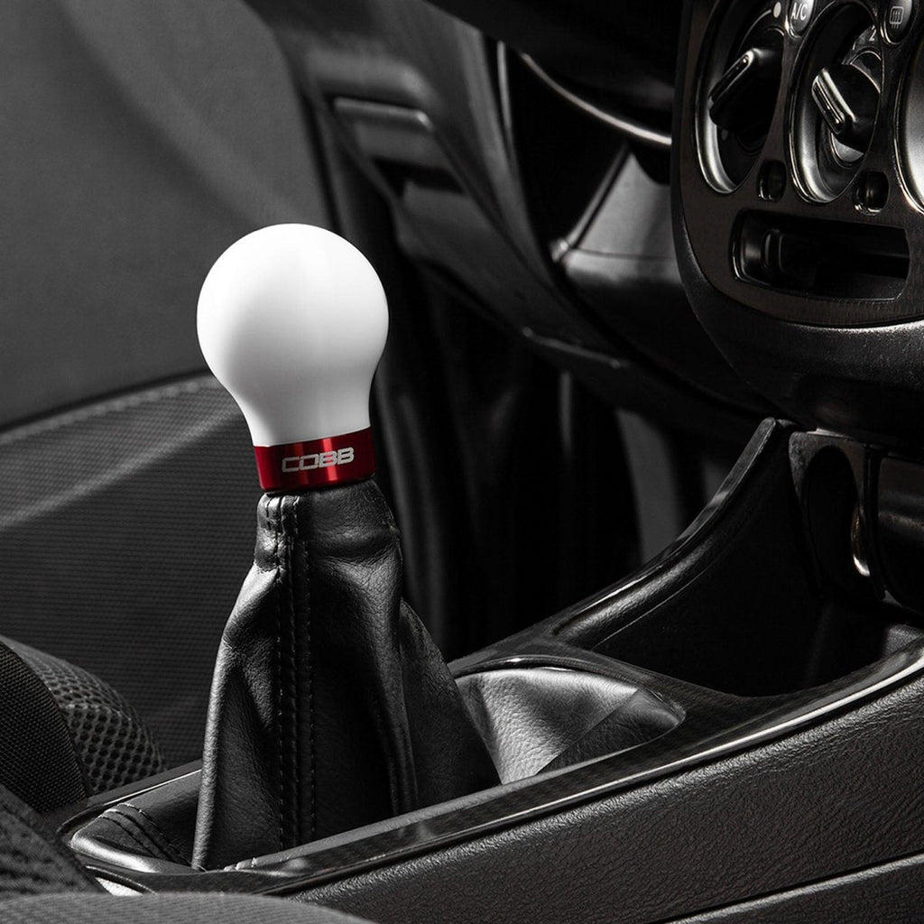 COBB Weighted Round Shift Knob White w/ Interchangeable Base 5 Speed Subaru Models