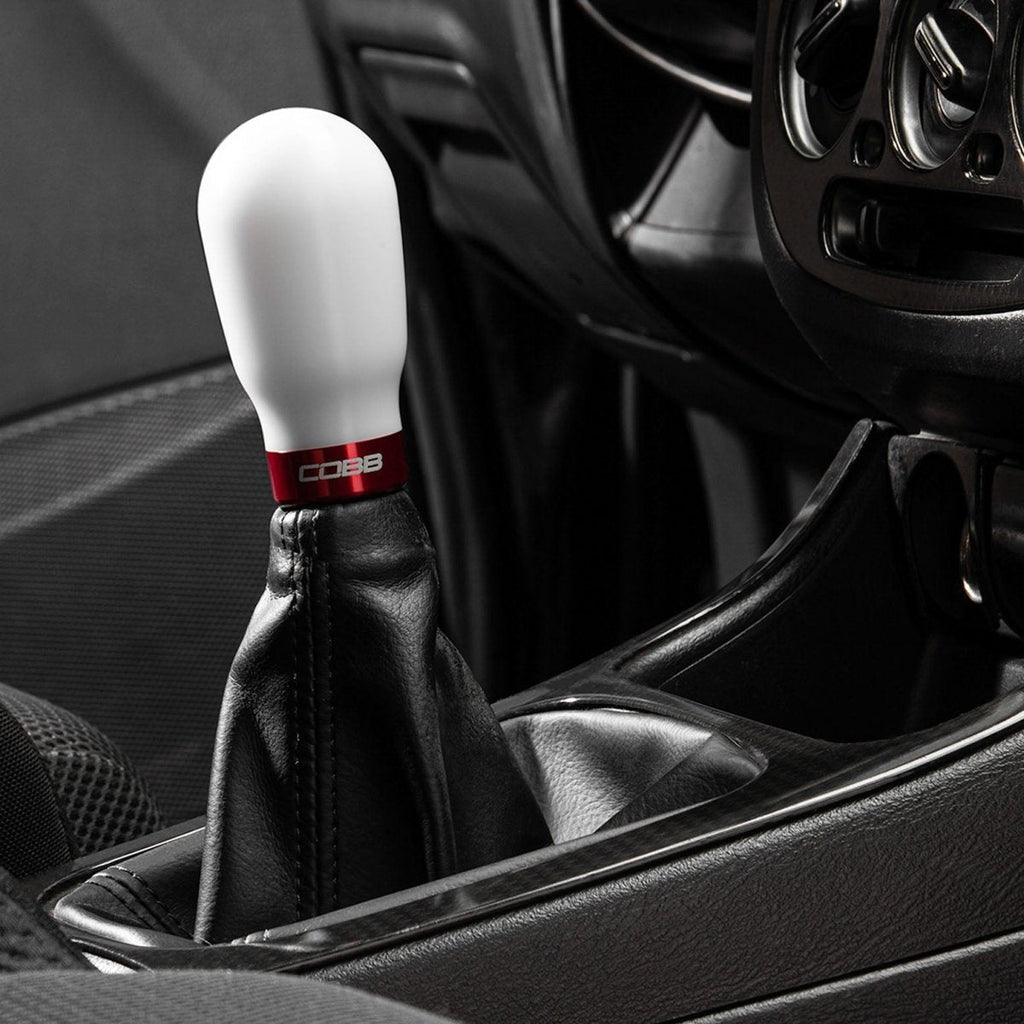 COBB Weighted Tall Shift Knob White w/ Interchangeable Base 5 Speed Subaru Models