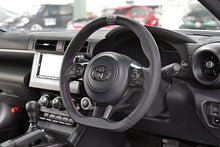 Load image into Gallery viewer, HKS Direct Fit Steering Wheel Black Smooth Leather w/ Perforated Grip, Oil Slick Stitching, and Embroidered HKS Logo 2017-2025 BRZ / 2022-2025 GR86 / 2017-2020 GT86