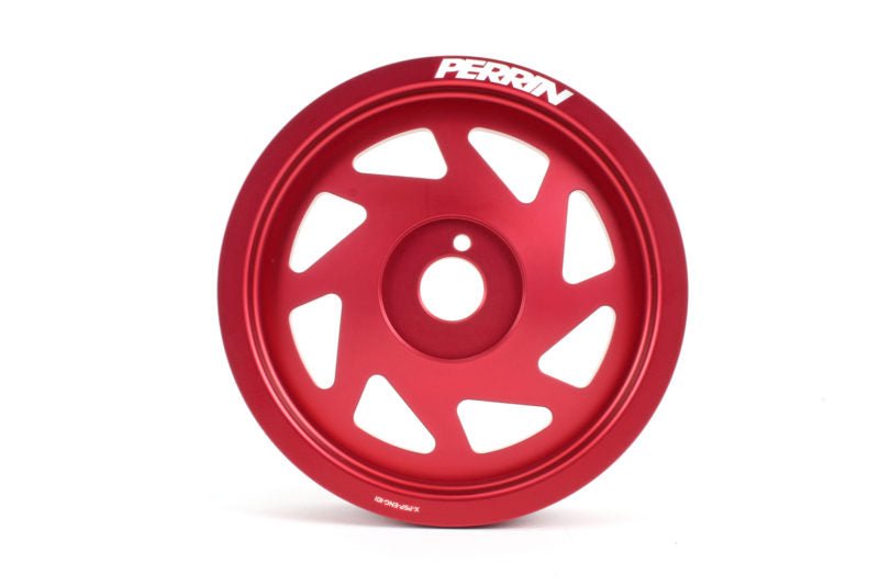 Perrin Lightened Crank Pulley Red 2002-2014 WRX / 2004-2021 STI / 1994-2009 Legacy / 2004-2010 Forester / 2004-2013 Forester XT / 1993-2011 Impreza / 1995-2009 Outback
