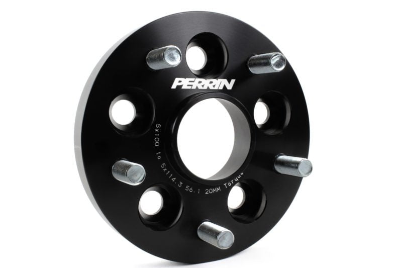 Perrin Wheel Adapters Pair Black 20mm 5x100 to 5x114.3 2002-2014 WRX / 2004 STI / 2013-2018 Crosstrek / 2013-2024 BRZ / 2013-2016 FRS / 2017-2021 GT86 / 2022-2024 GR86