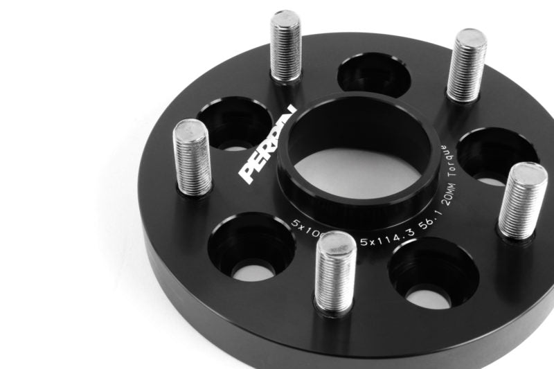 Perrin Wheel Adapters Pair Black 20mm 5x100 to 5x114.3 2002-2014 WRX / 2004 STI / 2013-2018 Crosstrek / 2013-2024 BRZ / 2013-2016 FRS / 2017-2021 GT86 / 2022-2024 GR86