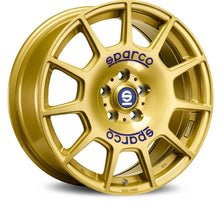 Load image into Gallery viewer, OZ SPARCO TERRA 16 X 7 +45 5 X 114.3 CB73.1 RACE GOLD W/ BLUE LETTERING