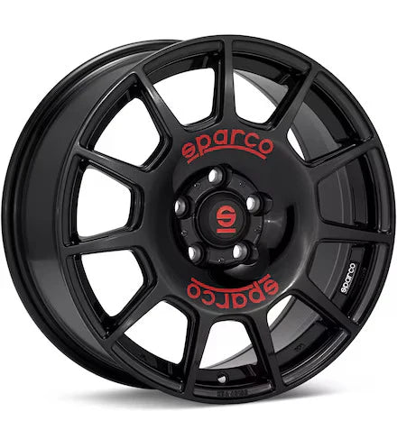 OZ SPARCO TERRA 17 X 7.5 +45 5 X 114.3 CB73.1 GLOSS BLACK W/ RED LETTERING