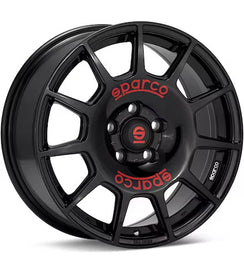 OZ SPARCO TERRA 17 X 7.5 +45 5 X 114.3 CB73.1 GLOSS BLACK W/ RED LETTERING