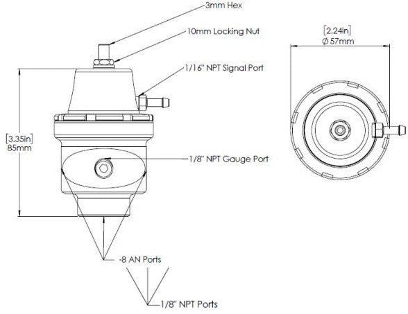 Turbosmart FPR8 Fuel Pressure Regulator Black -8AN