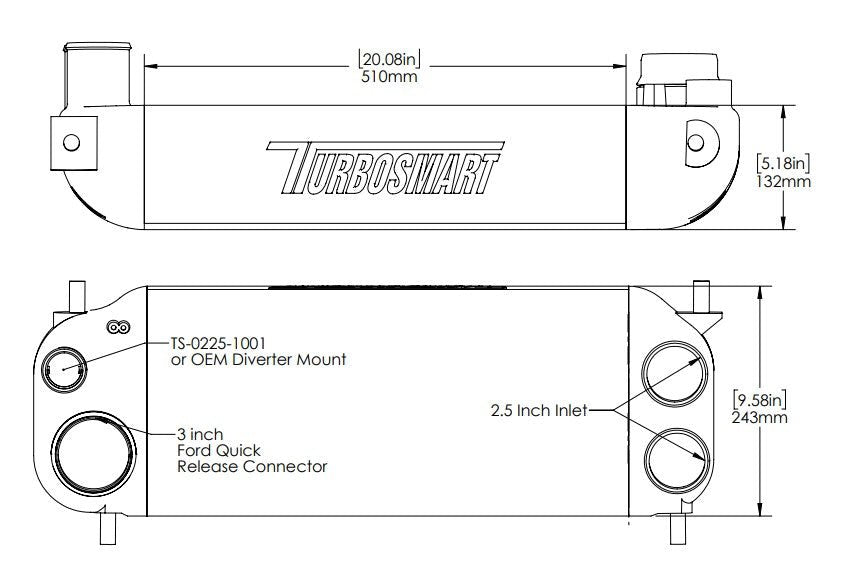 Turbosmart Front Mount Intercooler Core Black 2015-2025 F-150 w/ Ecoboost Engine / Raptor w/ Ecoboost Engine