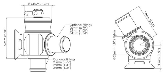 Turbosmart Kompact Dual Port Blow Off Valve w/ 25mm Inlet Fitting